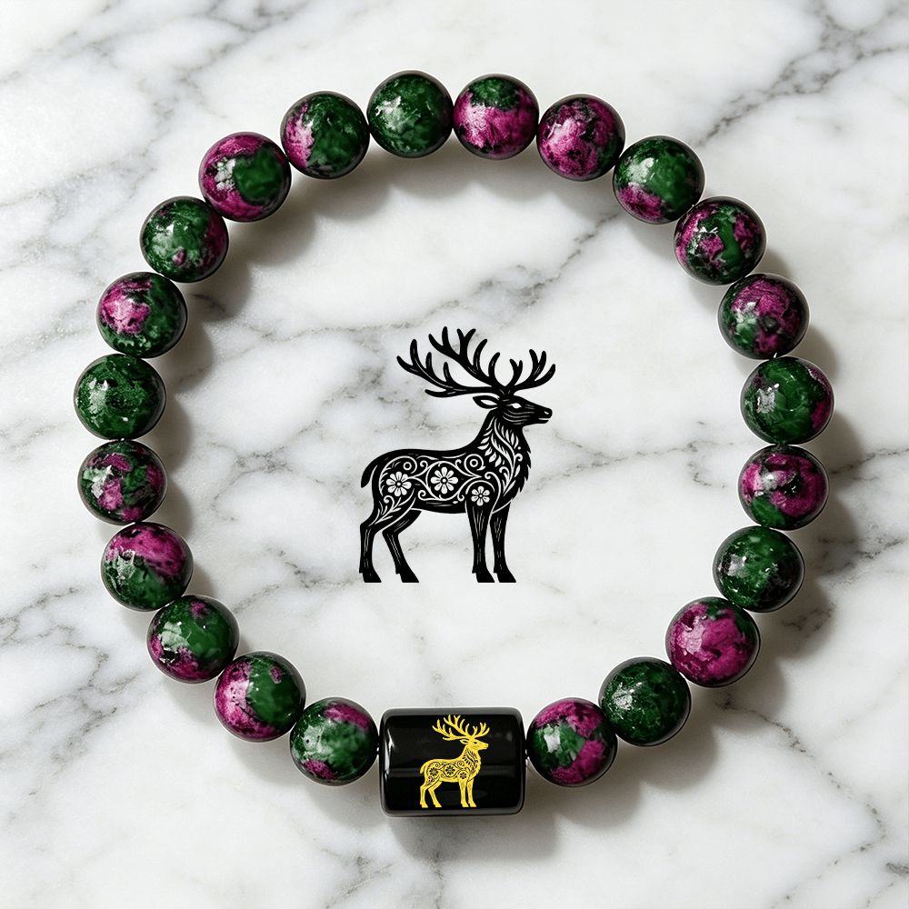 Women's Boho Vintage Deer Charm Beaded Bracelet, Daily Wear